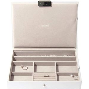 White & Rose Gold Classic Medium Jewellery Box Lid - Stackers