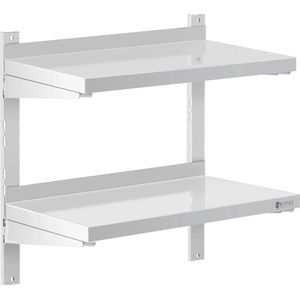 Royal Catering Wandrek van roestvrij staal - 2 planken - 60 x 30 cm