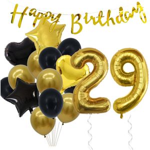 Snoes Ballonnen 29 Jaar Feestpakket – Versiering – Verjaardag Set Goldie Cijferballon 29 Jaar -Heliumballon