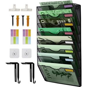 8 Tier Mesh Opknanging File Organizer - Verticale Muur Bestand Houder voor Office School Home - Nametag Label Haken Set Inbegrepen.