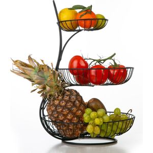 Fruitschaal - 3 Laags - Zwart - Fruitmand - Fruitmand Metaal - Etagère - Decoratie Schaal