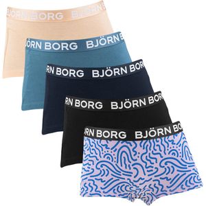 Björn Borg Korte short - MP001 Black/Blue/Pink - maat 146/152 (146-152) - Meisjes Kinderen - Katoen/elastaan- 10003322-MP001-146-152