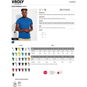 15 Pack Roly Dogo Heren T-Shirt 100% katoen Ronde hals Zwart, Donker Blauw, Donker Grijs / Lichtgrijs gemeleerd, wit Maat XL