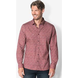 Twinlife Heren Shirt Print, Geweven - Overhemd - Comfortabel - Regular Fit - Rood - 4XL