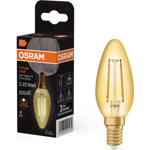 Ledvance Vintage 1906 LED E14 Kaars Goud 2.5W 220lm - 824 Zeer Warm Wit | Vervangt 25W