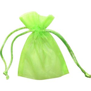 Organza zakjes cadeauverpakking / geschenkverpakking / kado zakje 7,5 x 10cm neon groen