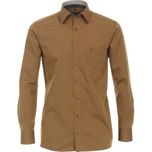 CASA MODA comfort fit overhemd - bruin (contrast) - Strijkvrij - Boordmaat: 41