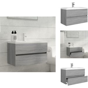 vidaXL Wastafelkast Met Wastafel - Wastafelkasten Met Wastafels - Gootsteenkast - Wastafelkast - Wastafelkast met ingebouwde wasbak bewerkt hout grijs sonoma
