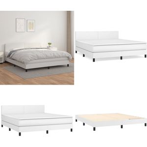 vidaXL Boxspring met matras kunstleer wit 180x200 cm - Boxspring - Boxsprings - Bed - Slaapmeubel