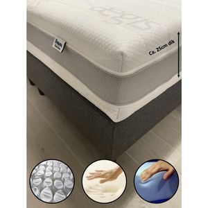 Matras 130x200 - Aegis Prestige - 2-zijdig - HR55 koudschuim - Nasa Traagschuim - 7-zones pocketvering -  4 seizoenen - ca. 25cm dik