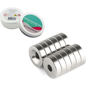 Super sterke ring magneten - 10 x 3 mm (25-stuks) - Rond - Neodymium - Minigadgets - Koelkast ringmagneten - Whiteboard magneten – Klein - Ronde - 10x3mm