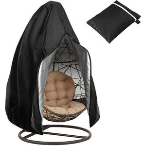 Afdekking voor hangstoel, winddicht, waterdicht, uv-bestendig, scheurvast 210D Oxford-weefsel, hangmand, schommelstoel, hangstoelbeschermhoes (190 x 115 cm) (zwart)