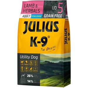 Julius K9 - Graanvrij en hypoallergeen hondenvoer - hondenbrokken op lam & aardappel basis - voor volwassen honden van kleine rassen - 3kg