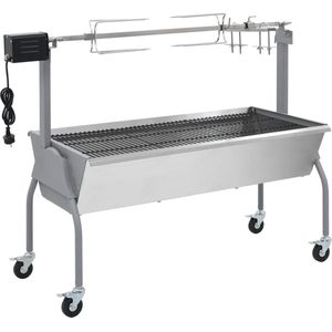 The Living Store Rotis BBQ Zilver - 129 x 55 x 100 cm - RVS spit - Hoogte verstelbaar