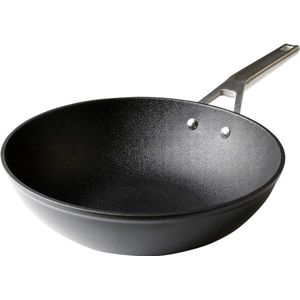 Ecosteel Wok Inductie 28 cm - Gesmeed aluminium - 3-laags anti-aanbaklaag - - 42 mm dik - Roestvrij stalen greep - Geschikt voor alle fornuizen - Keramisch gas oven