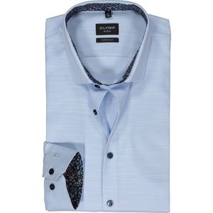 OLYMP No. 6 Six super slim fit overhemd - structuur - lichtblauw - Strijkvriendelijk - Boordmaat: 41