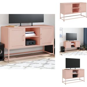 vidaXL Tv-meubel - Tv-meubelen - Tv-meubel - Tv-meubelen - Tv-meubel 100,5x39x60,5 cm staal roze