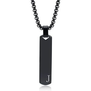 Bovista Ketting - Heren - Staal - Nep zilver - Met Hanger - Zwart - J