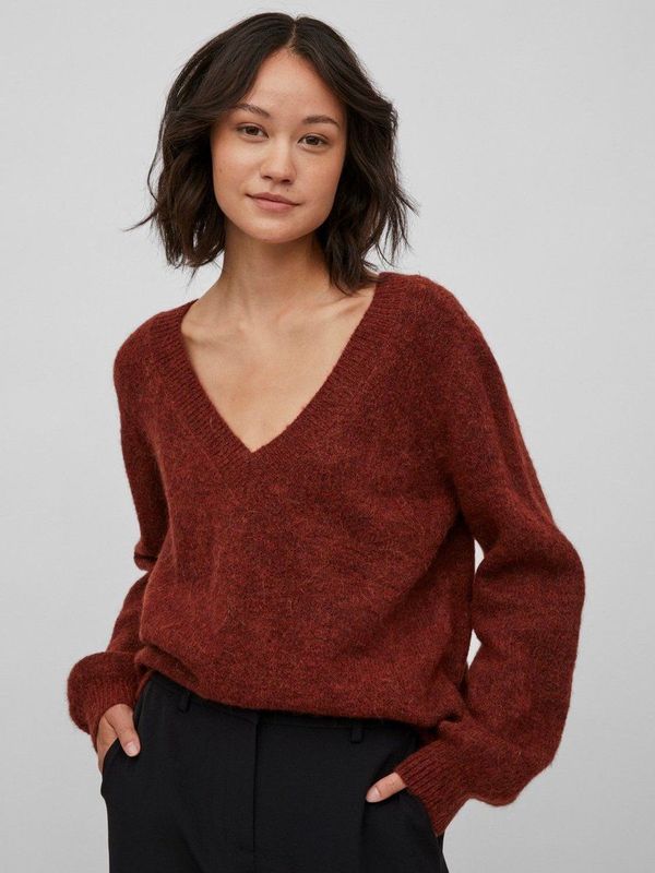 Vila VIJAMINA VN LS KNIT TOP - Fired Brick Brown