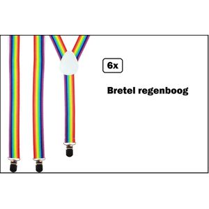 6x Bretel Regenboog - Thema feest festival gay pride bretels rainbow