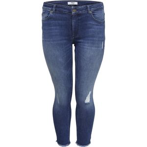 ONLY CARMAKOMA Cropped Skinny Jeans CARWILLY met Slijtage Details Dark Denim