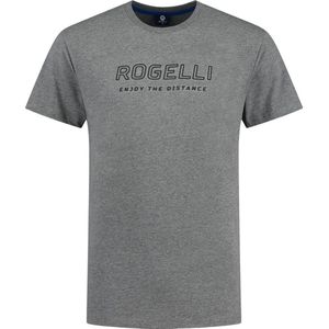 Rogelli Logo T-Shirt Sportshirt - Korte Mouwen - Heren - Grijs Gemeleerd - Maat L