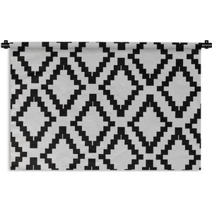 Wandkleed Luxe patroon - Luxe patroon gemaakt van gekartelde ruiten op een witte achtergrond Wandkleed katoen 120x80 cm - Wandtapijt met foto
