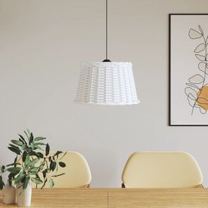 The Living Store Plafondlampkap - Natuurlijk riet - 45 x 28 cm - E27 geschikt - Wit