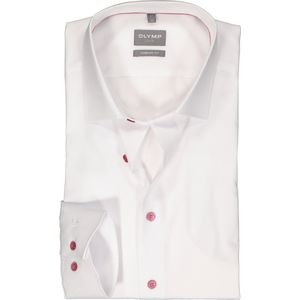 OLYMP comfort fit overhemd - popeline - wit - Strijkvrij - Boordmaat: 44