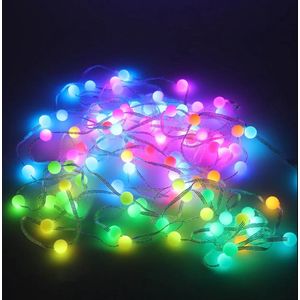 LED Globe Lichtsnoer - 14,5 meter met 100 waterdichte kleurrijke bolvormige feeënlichten, RF-afstandsbediening & APP-bediening, Muzieksynchronisatie, USB-gevoed.