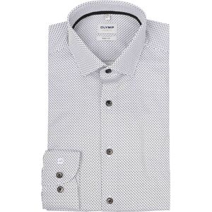 OLYMP Level 5 body fit overhemd - popeline - wit dessin - Strijkvriendelijk - Boordmaat: 37