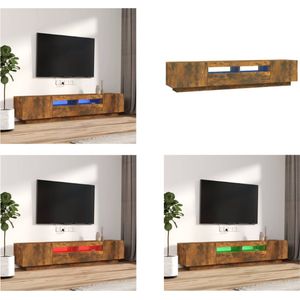 vidaXL 2-delige Tv-meubelset met LED bewerkt hout gerookt eikenkleurig - Tv-kast - Tv-kasten - Tv-meubel - Tv-meubel Met LED-verlichting