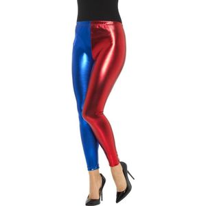 Rood blauwe metallic legging - Verkleedattribuut