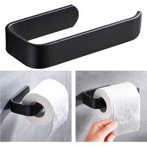 Toiletpapierhouder zonder boren, zelfklevende wc-rolhouder, wc-rolhouder, keukenrolhouder zonder boren, wc-papierhouder - zwart, wandmontage, keukenpapierhouder voor badkamer/keuken
