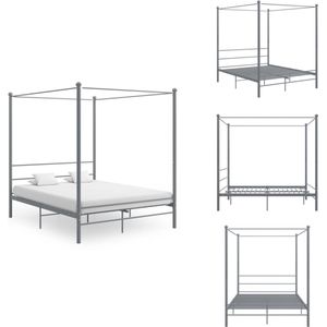 vidaXL Bedframe - Bedframe - Bed Frame - Bed Frames - Hemelbedframe metaal grijs 160x200 cm