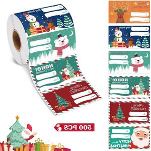 Kerstcadeaulabelstickers - Vierkante etiketten om te beschrijven - Zelfklevende kerststickers - 500 stuks/rollen