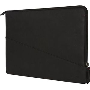 DECODED Slim Sleeve 15"" MacBook / Laptop, Hoogwaardig Full-Grain Gewaxt Leer, Premium Rits,  Minimaal Design [  Zwart ]