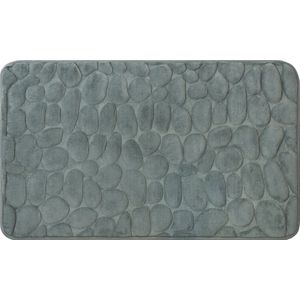 QUVIO Badmat met stenen patroon - Badkamermat - Badmat - Antislip mat - Badmatjes - Badmatten - Douchemat - Wc Mat - Badkleed - Rechthoekig - 50 x 80 x 1 (lxbxh) - Microvezel - Grijs
