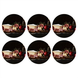 Onderzetters voor glazen - Rond - Stilleven - Vintage - Borrelplank - 10x10 cm - Glasonderzetters - 6 stuks