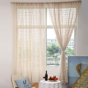 Katoenen raamgordijn Vintage Boho Chic handgehaakte gebreide gordijnen voor slaapkamer woonkamer (100 cm x 180 cm (B x L))