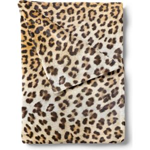 Stijlvolle fleece plaid Leopard - 140x200 - superzacht en comfortabel - luxe uitstraling - ook te gebruiken als sprei en deken