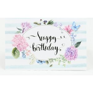 Verjaardag wenskaarten bloem Happy birthday 6 stuks | Felicitatie kaarten | Gefeliciteerd kaarten