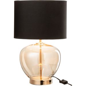 J-Line lamp - glas/textiel - zwart/goud