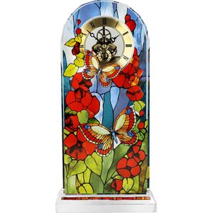 Goebel - Louis Comfort Tiffanys-sTafel Klok Vlinders-sGlas - 32cm