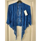 Dames vest Resa effen koningsblauw royal blue bolero model XL/XXL curvy mode