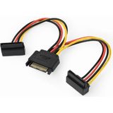 SATA (m) - 2x SATA (v) haaks voeding splitter - 0,15 meter