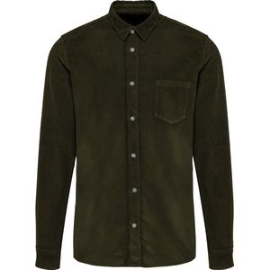 Kariban Heren overhemd met lange mouwen in ribfluweel K599 - Washed Dusky Khaki - L