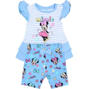 Blauw gestreept babytruitje + korte broek met strik Minnie Mouse Disney