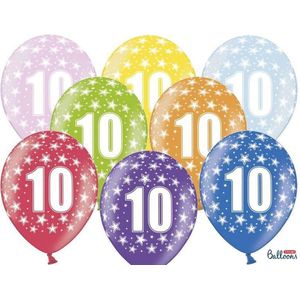 Ballonnen 30cm, 10th Birthday, Metallic Mix (1 zakje met 6 stuks)