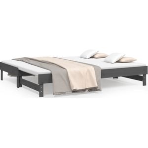 vidaXL - Slaapbank - uitschuifbaar - 2x(80x200) - cm - massief - grenenhout - grijs